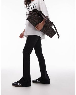 TOPSHOP Pantaloni A Zampa Skinny Neri A Coste - Nero