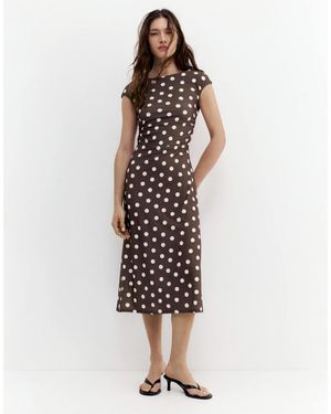Pull&Bear – kurzärmliges, es midikleid - Mehrfarbig