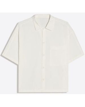 Bershka Pleated Short Sleeve Boxy Shirt - White