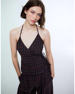 Bershka Crossover Halter Top - Black