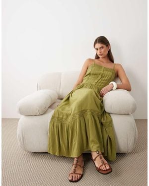 Miss Selfridge Lace Insert Maxi Dress - Green