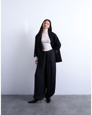 TOPSHOP Satin Deep Waistband Balloon Trouser - Black