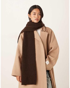 Gina Tricot Rib Knitted Scarf - Brown