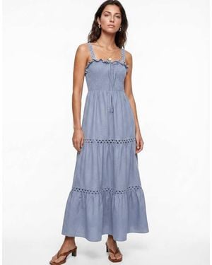 Lovedrobe Ric Rac Detail Tiered Midaxi Dress - Blue