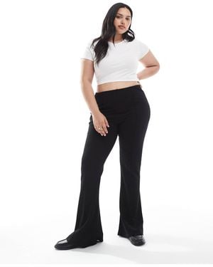 ASOS Asos Design Curve Ponte Flare Trouser With Pintuck Detail - Blue