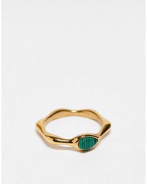 ASOS – er ring aus edelstahl mit malachit-halbedelstein - Blau