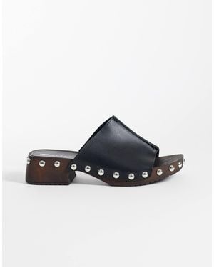 ASOS – franco – hochwertige mules-sandalen im clogs-stil aus leder - Schwarz