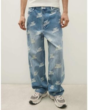 Bershka Jacquard Trousers - Blue