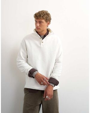 TOPMAN Classic Fit Funnel Neck Sweatshirt - White