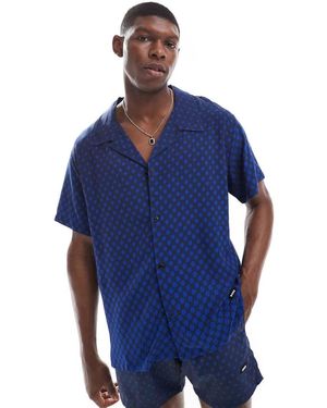 BOSS Boss Co-ord All Over Print Short Sleeve Shirt - Blue