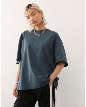 Weekday Oversized T-Shirt With Mock Neck - Blue