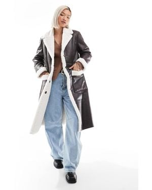 French Connection Faux Shearling Coat - Blue