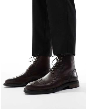 ASOS Stivali Brogue Stringati Marroni - Nero