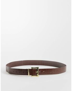 ASOS Asos design curve ceinture chunky à boucle carrée pour les hanches et la taille en croco chocolat - Blanc
