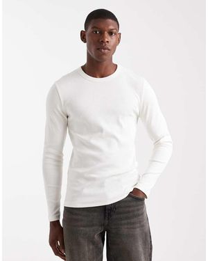 New Look Long Sleeve Muscle Fit Ribbed T-shirt - White