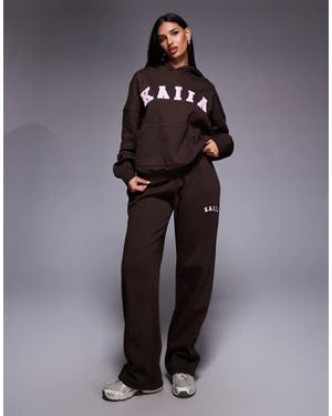 Kaiia Embroidered Logo Wide Leg jogger Co-ord - Blue