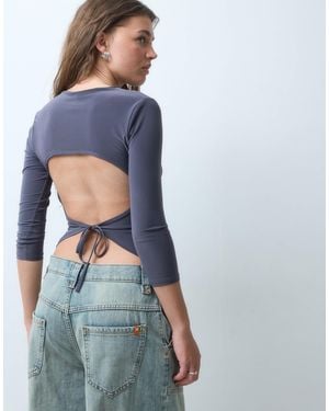 Collusion Backless Slinky 3/4 Top - Blue