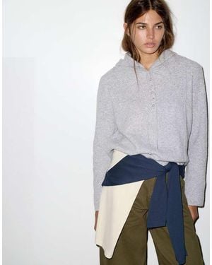 Pull&Bear Hooded Button Jumper - Grey