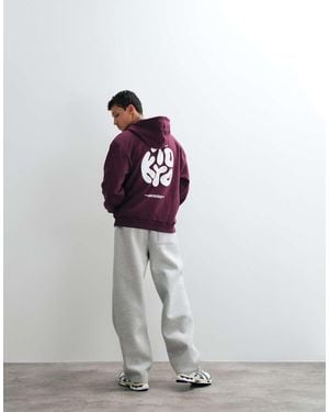 ASOS Oversized Hoodie With Logo Puff Print - Purple