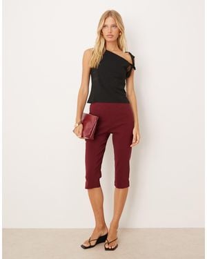 ASOS Bengaline Capri Trouser With Split At Sides - Red