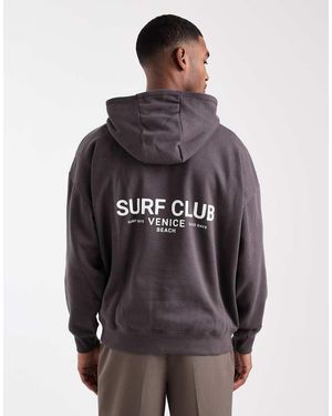 Threadbare Hoodie Met Grafische Print En Ruimvallende Pasvorm - Grijs