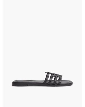 Tommy Hilfiger Logo Strap Leather Mules - White