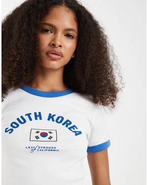 Levi's – knappes ringer-t-shirt - Blau