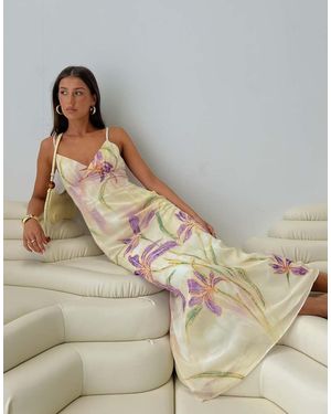 Princess Polly Isakaia Satin Cami Floral Bead Detail Maxi Dress - Metallic