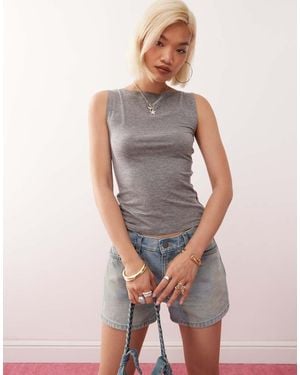 Weekday Annie Super Soft Boat Neck Tank Top - Grey