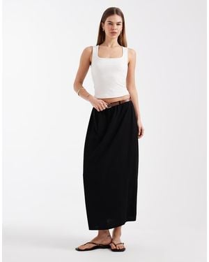 Vero Moda Belted Jersey Maxi Skirt - White