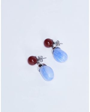 TOPSHOP Blaze Stud Earrings With Drop Design - Blue