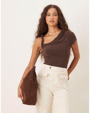 ASOS – kurzärmliger, drapierter body - Natur