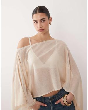 ASOS Fine Knit Sheer Poncho - Natural