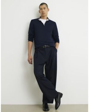 River Island Slim Fit Half Zip Jumper - Blue