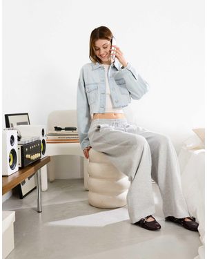 Bershka Veste courte en jean - clair - Blanc