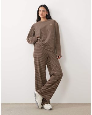 Kaiia Super Soft Fleece Wide Leg Lounge Pants - Natural