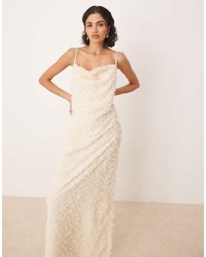 Vila Cowl Neck Textured Cami Maxi Dress - Natural
