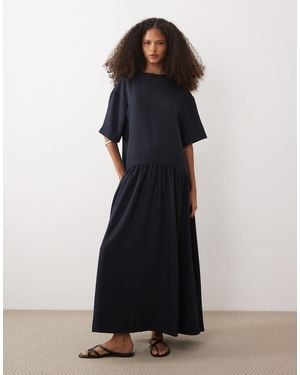 ASOS Dropped Waist T-shirt Midi Dress - Black