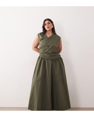 ARRANGE Curve Wrap Drop Waist Maxi Dress - Green