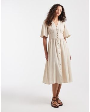 ONLY Linen Look Midi Shirt Dress - Natural