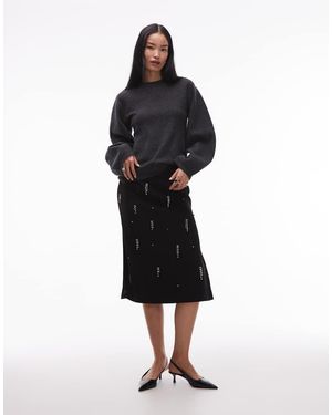 ARKET Gonna Midi Nera Con Frange Con Cristalli - Nero