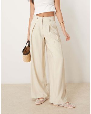 Aware High Waisted Pleat Front Pants - Natural