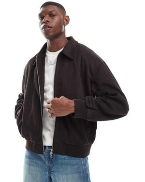 ASOS Boxy Suedette Harrington Jacket - Black