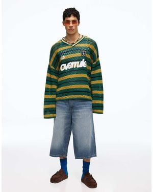 Bershka Graphic Mesh Boxy Fit Jumper - Green