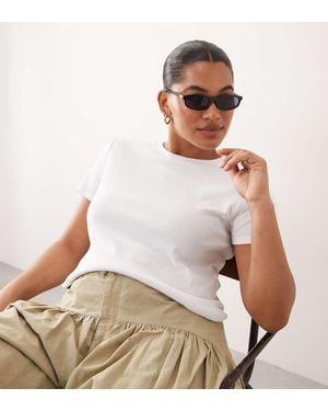 ARRANGE Curve Sculpted Crew Neck T-shirt - White