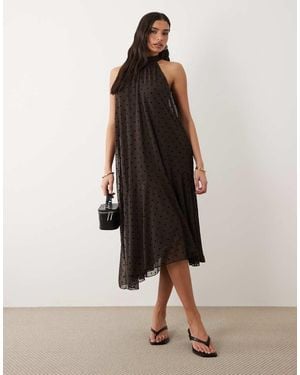Gina Tricot Halterneck Asymmetric Dress - Brown