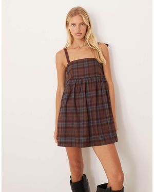 Motel Mikayla Tie Up Pinafore Dress - Purple