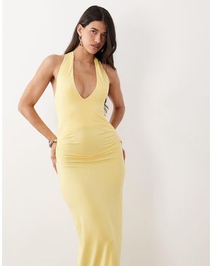 ASOS Tie Back Halter Midi - Yellow