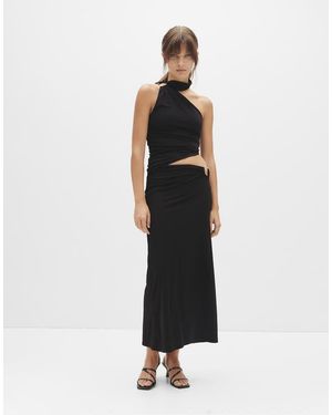 Pull&Bear Cut-Out Midi Dress - Black