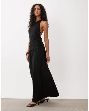 ASOS Racer Drop Waist Open Back Tie Midi - White